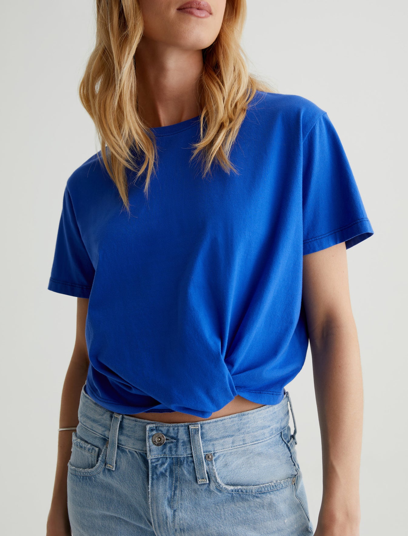 Ciara Tee Electric Blue Tucked T-Shirt Women Top Photo 3