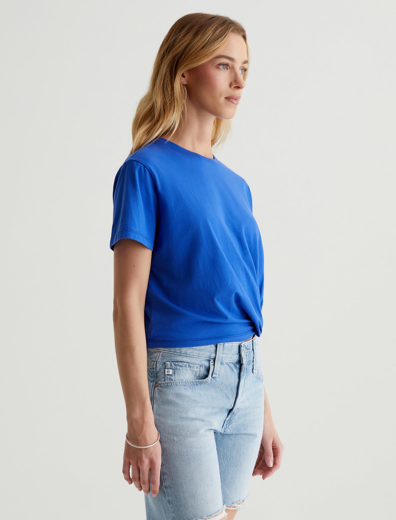 Ciara Tee Electric Blue Tucked T-Shirt Women Top Photo 6