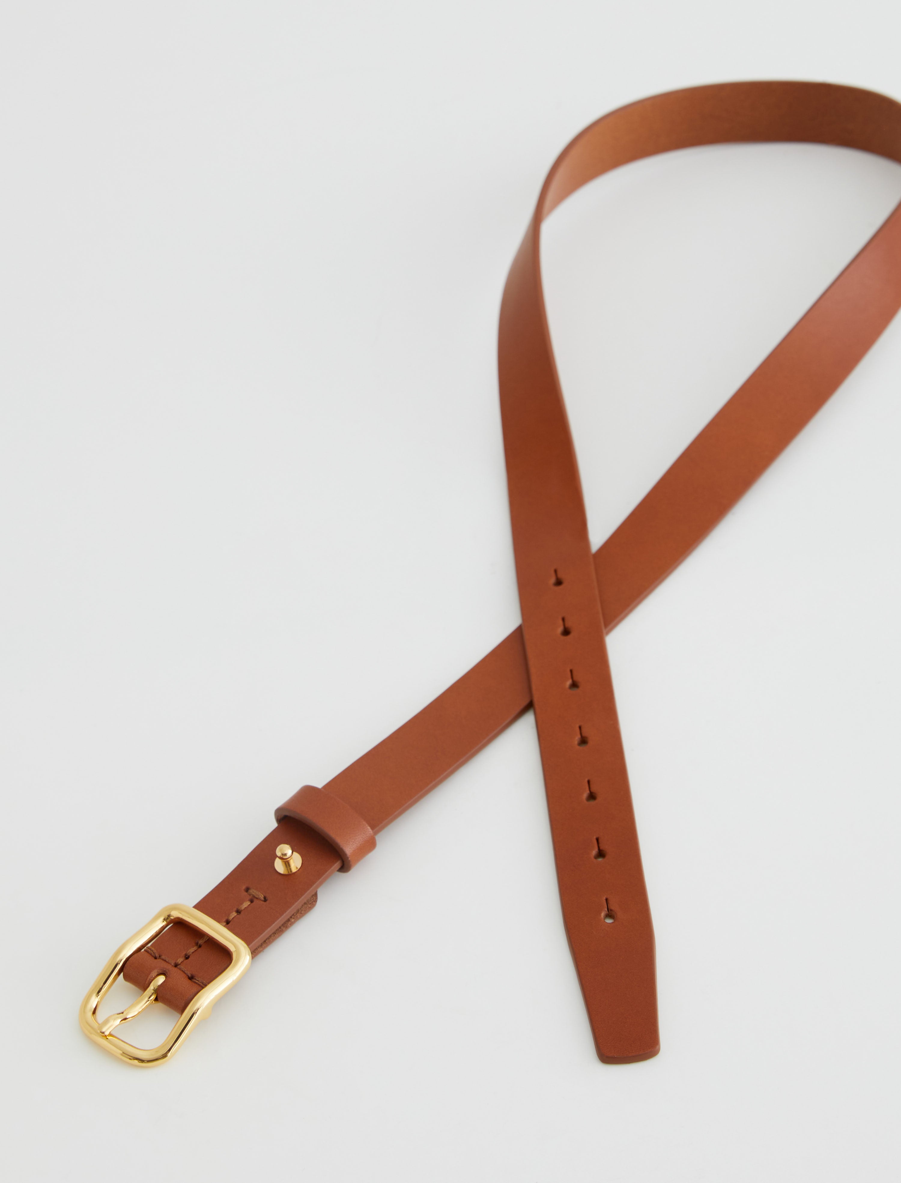 Marisol Belt Camel/Gold Slim Italian Leather Belt Women Accessory Photo 1