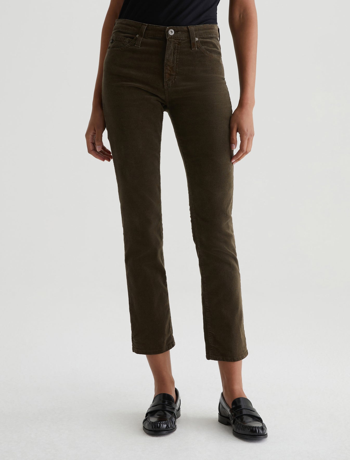 Mari Rich Umber Corduroy High-Rise Slim Straight Women Bottom Photo 2