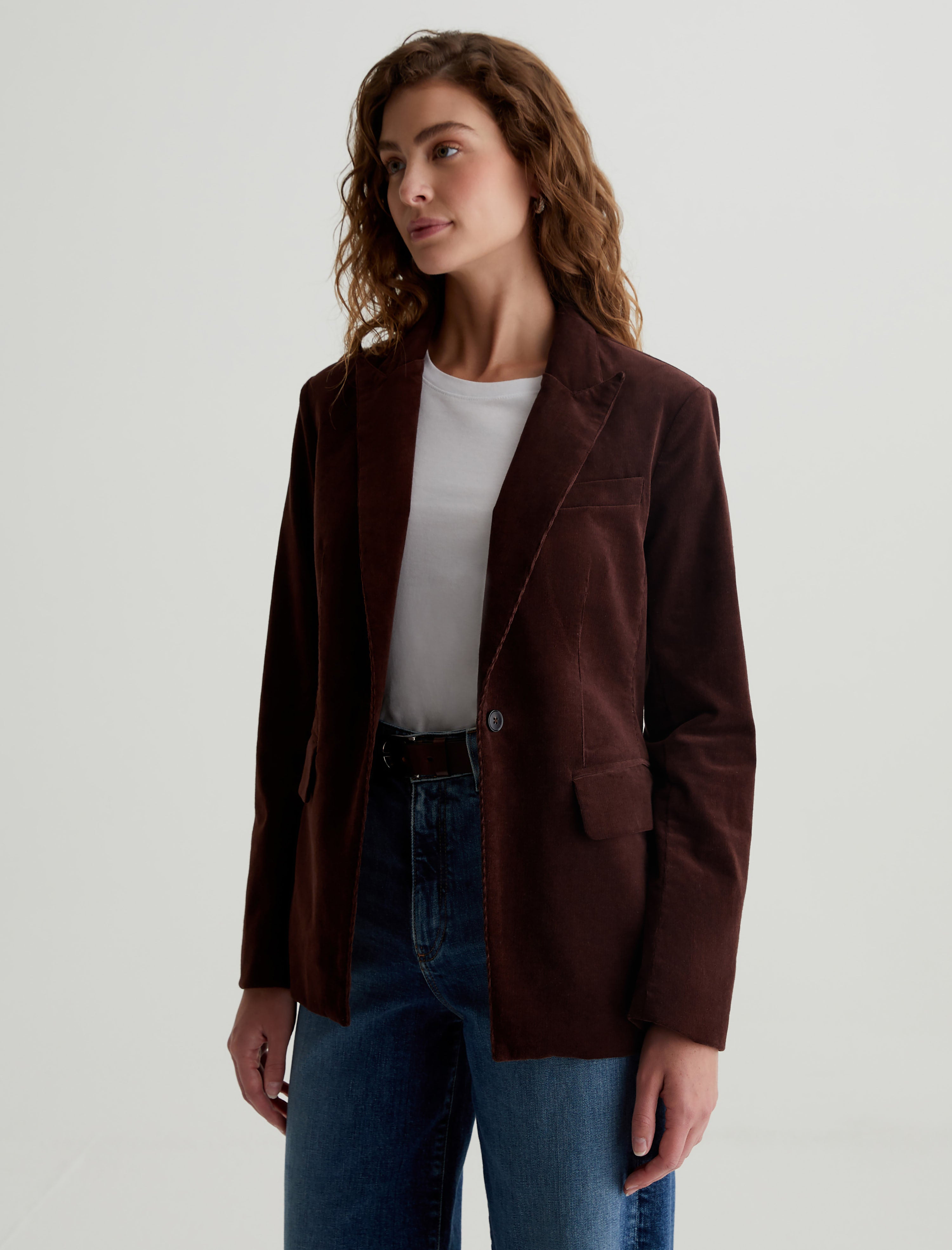 Rue Corduroy Blazer Alpine Bark Corduroy Fitted Blazer Women Top Photo 6