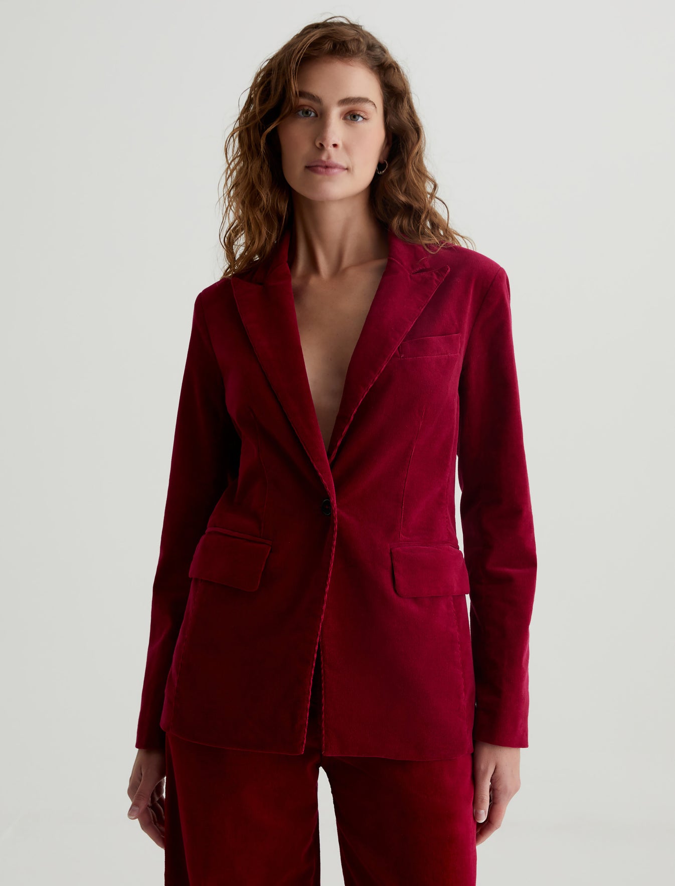 Rue Corduroy Blazer Deep Magenta Corduroy Fitted Blazer Women Top Photo 2