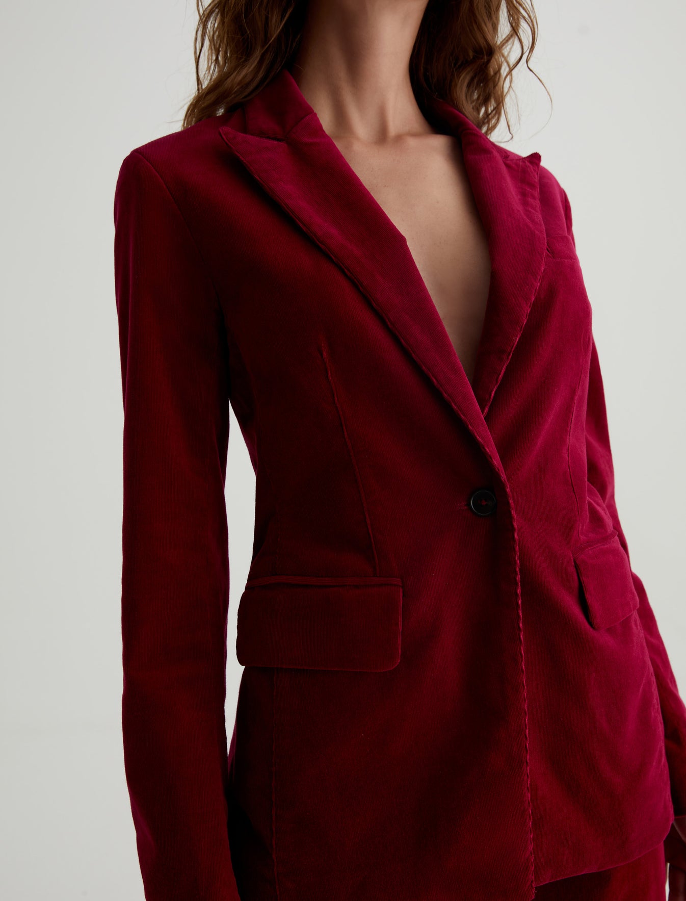 Rue Corduroy Blazer Deep Magenta Corduroy Fitted Blazer Women Top Photo 3