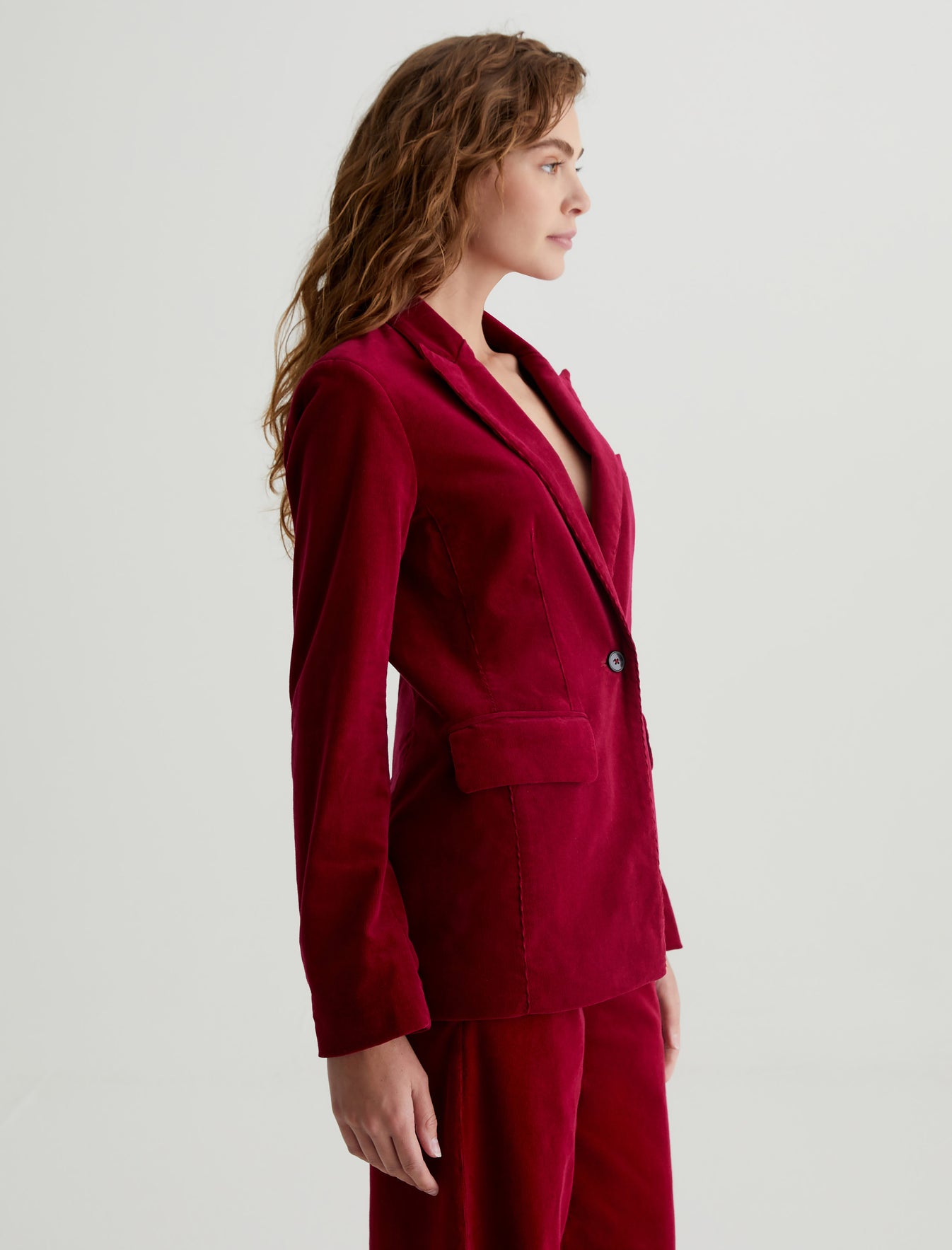 Rue Corduroy Blazer Deep Magenta Corduroy Fitted Blazer Women Top Photo 4