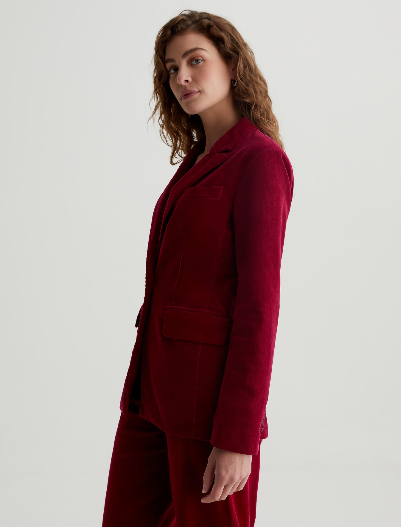 Rue Corduroy Blazer Deep Magenta Corduroy Fitted Blazer Women Top Photo 5