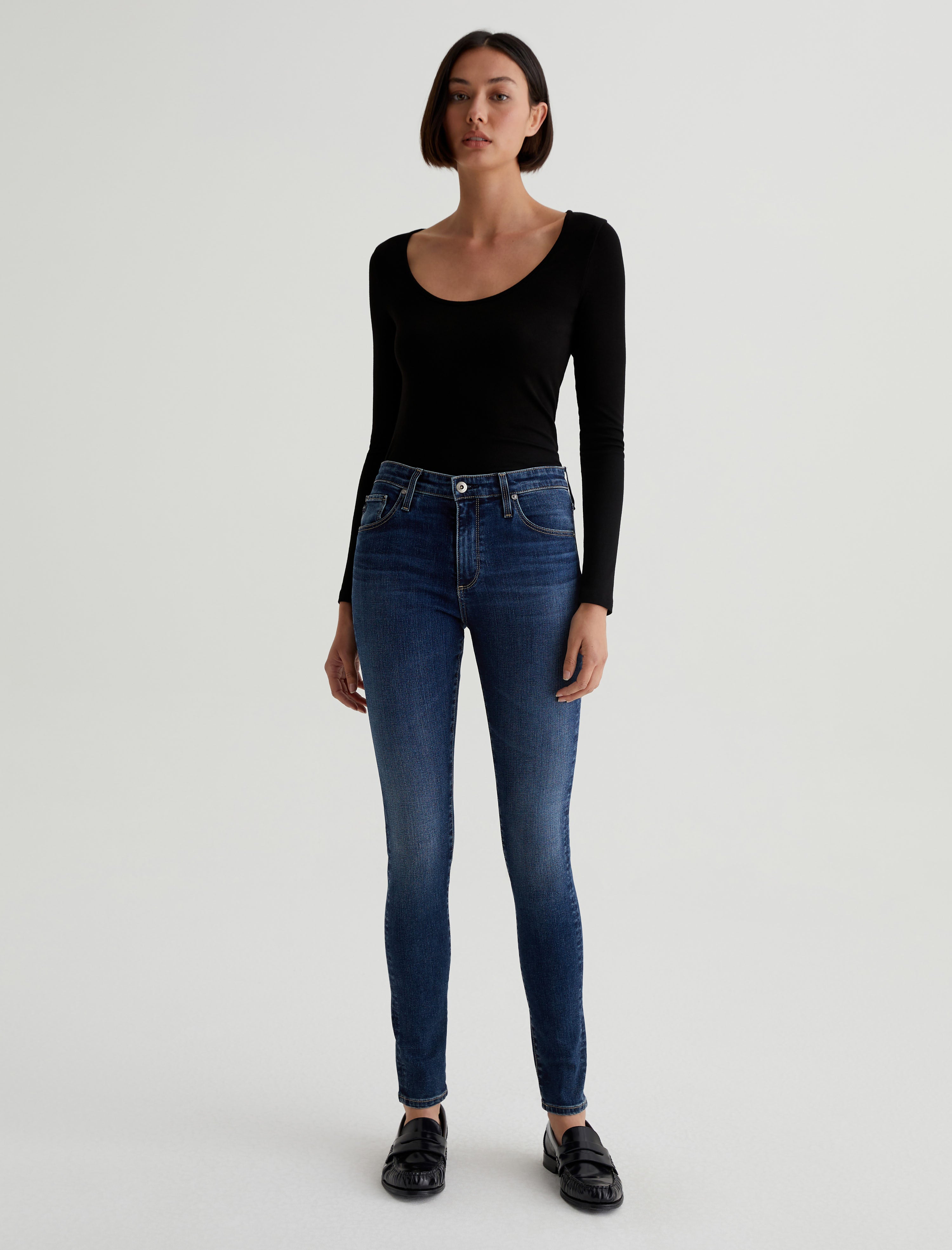 Womens Farrah Skinny Super Black at AG Jeans Official Store