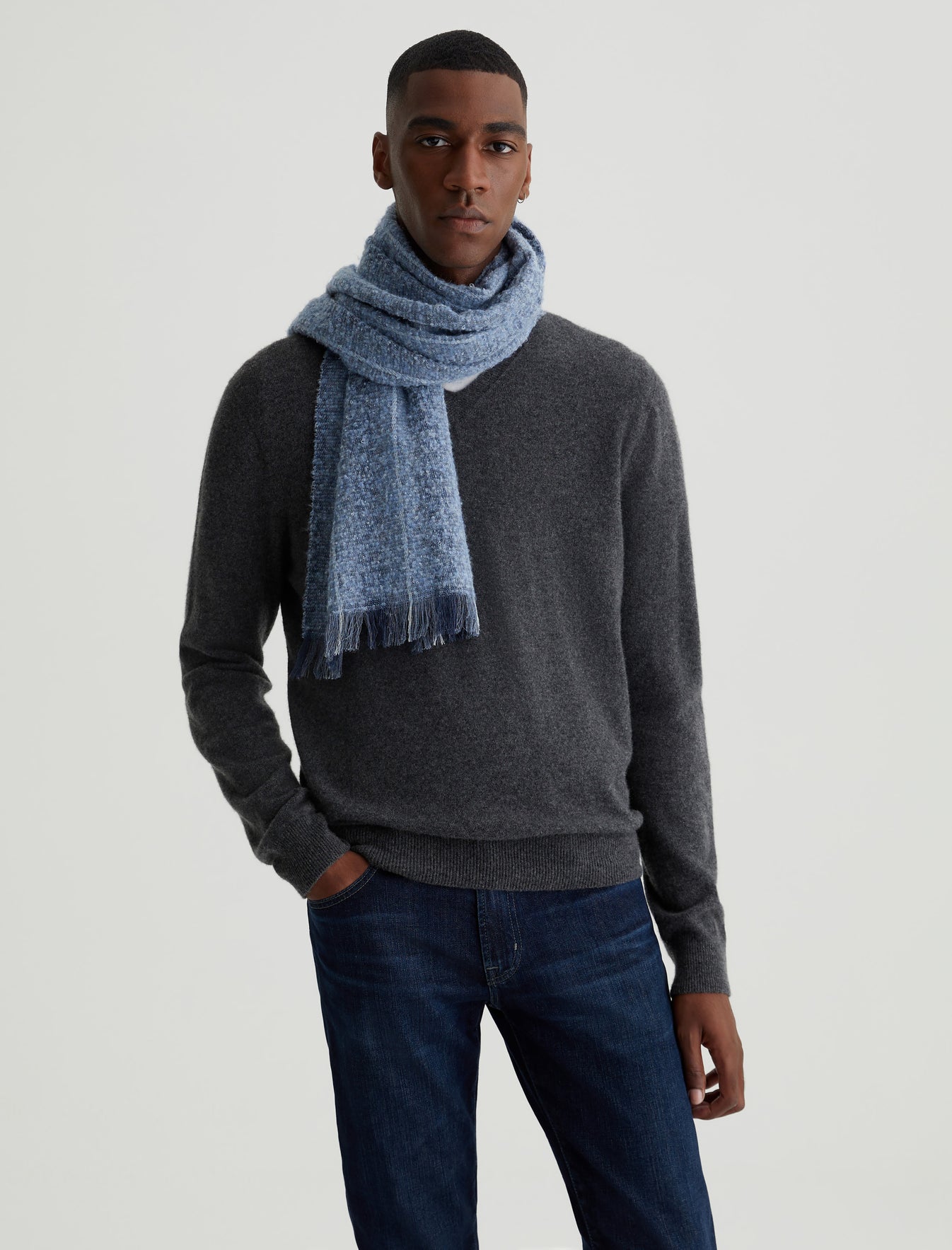 Accessory Arden Scarf Indigo Wool at Official Store AG Stripe Jeans