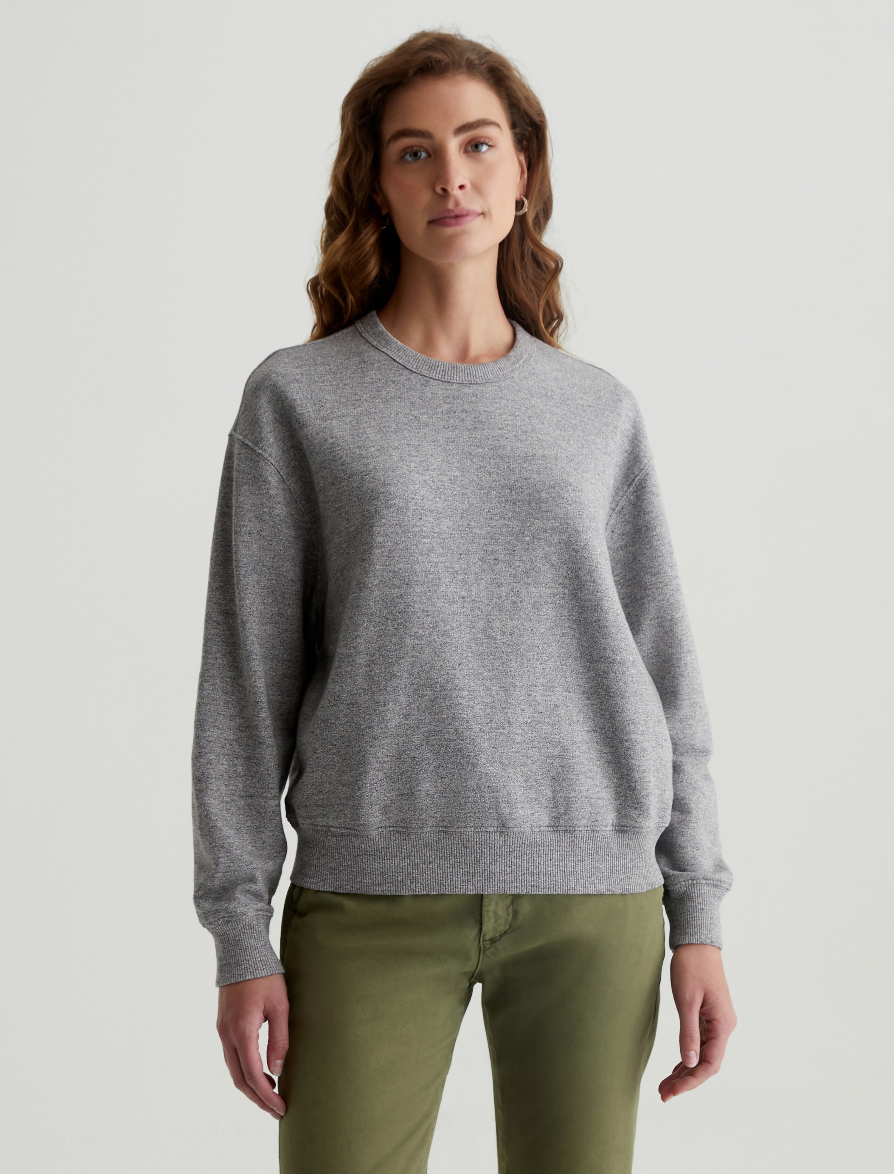 Nova Crew Heather Grey Relaxed Fit Crew Neck Sweatshirt Women Top Photo 1