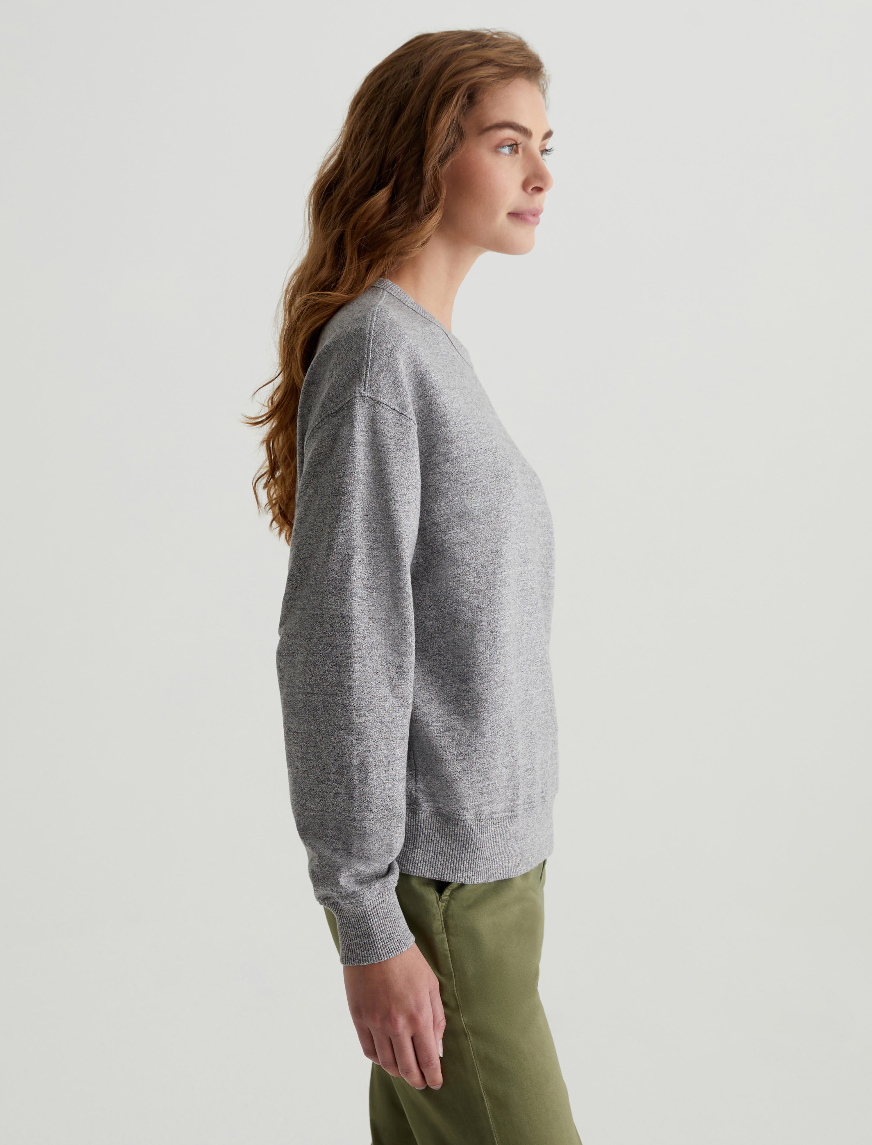 Nova Crew Heather Grey Relaxed Fit Crew Neck Sweatshirt Women Top Photo 6