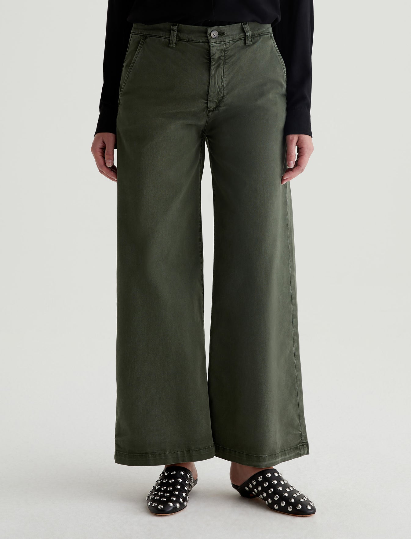 Caden Wide Leg Sulfur Dark Thyme Tailored Trouser Women Bottom Photo 2