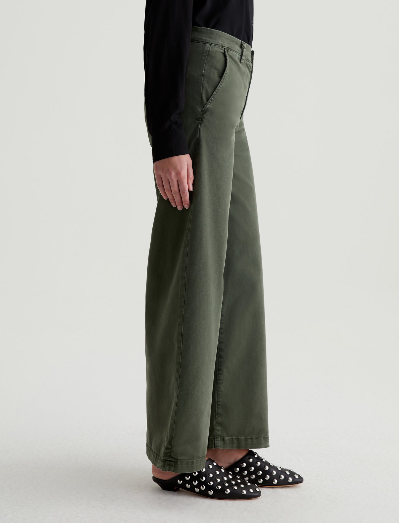 Caden Wide Leg Sulfur Dark Thyme Tailored Trouser Women Bottom Photo 4