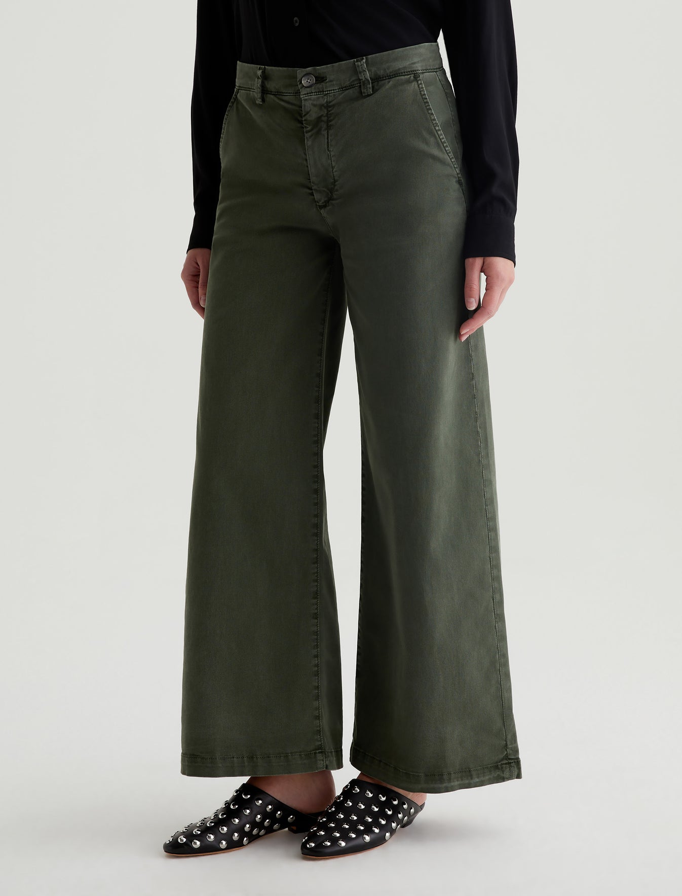 Caden Wide Leg Sulfur Dark Thyme Tailored Trouser Women Bottom Photo 5