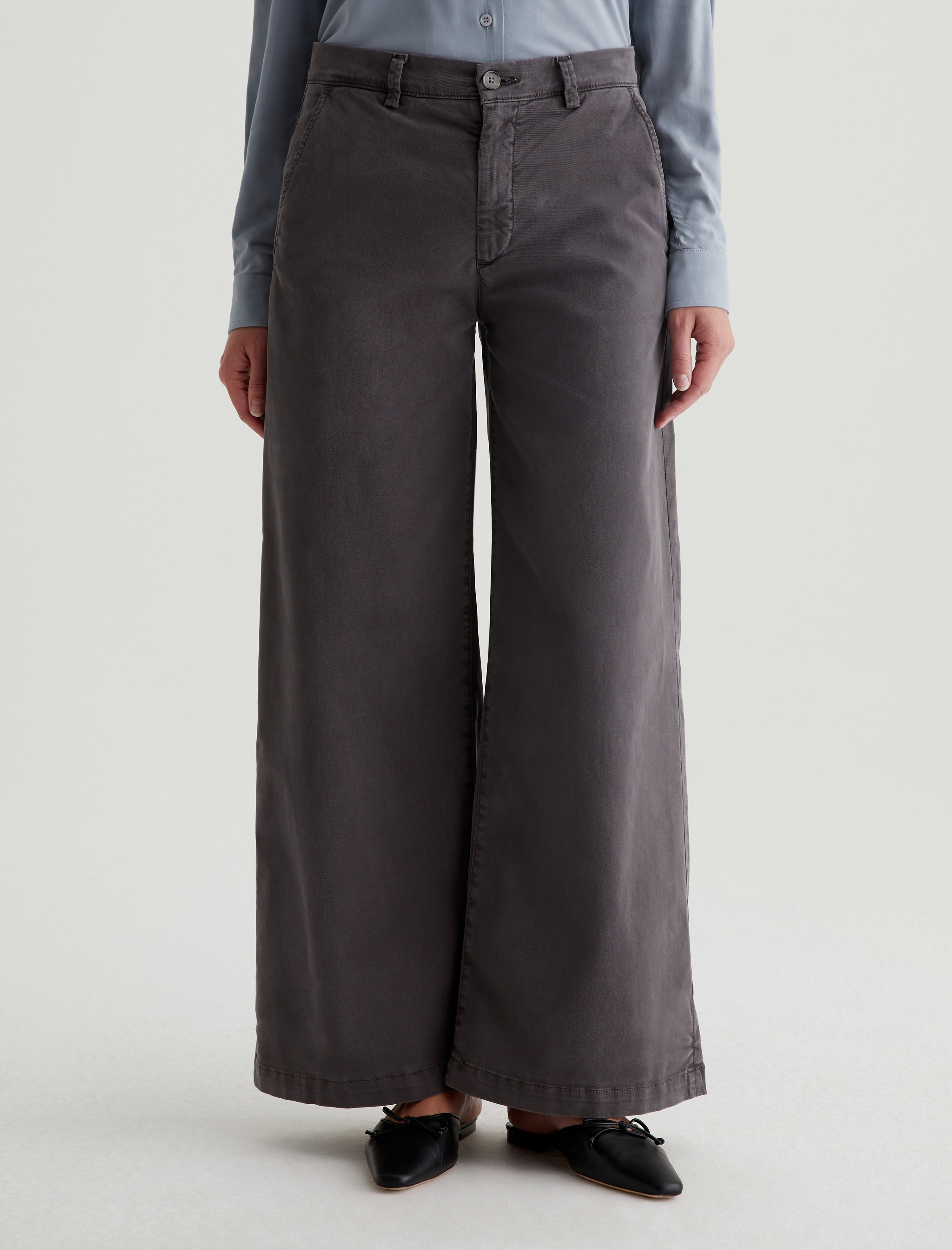 Caden Wide Leg Sulfur Misty Grey Tailored Trouser Women Bottom Photo 2