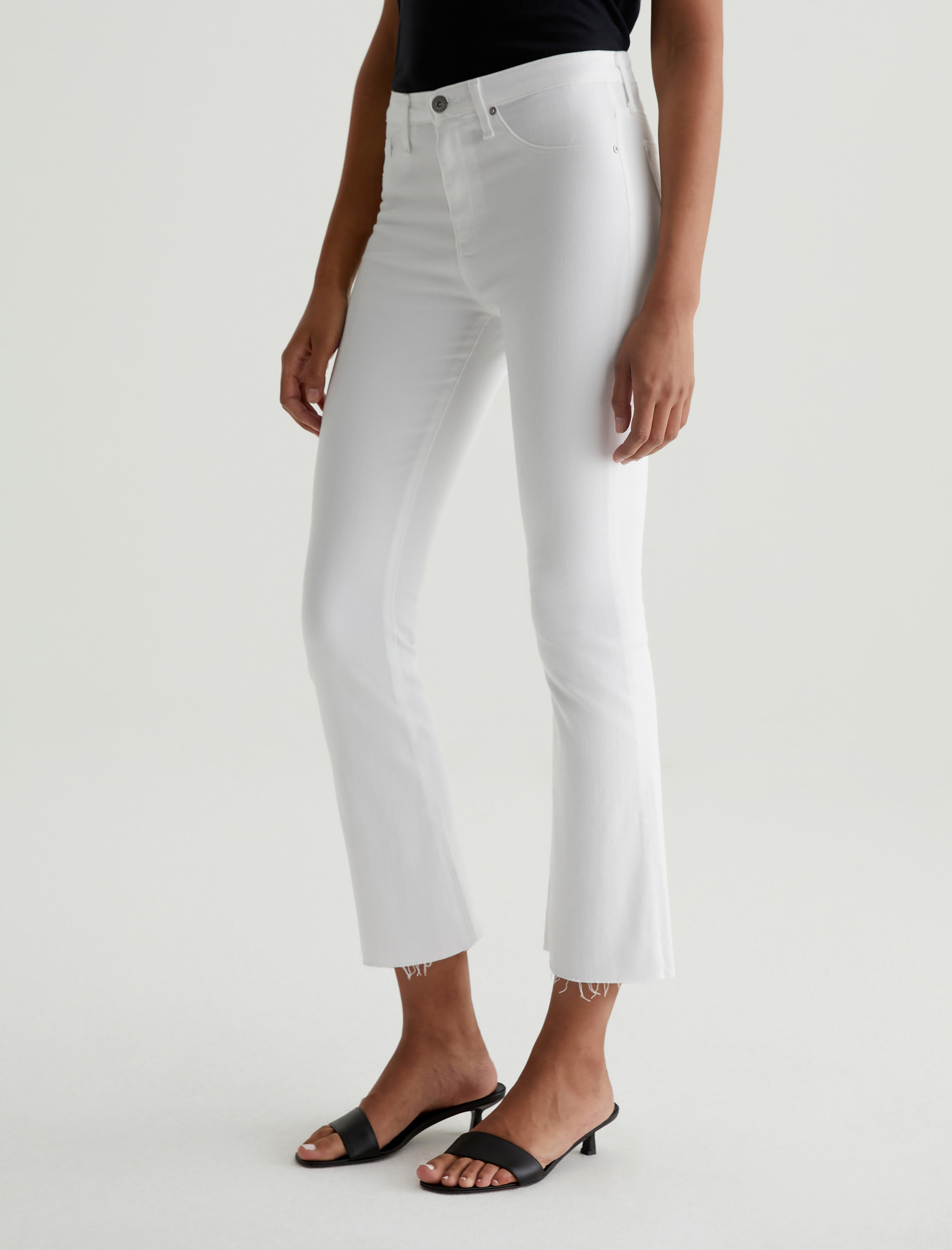 Jodi Crop White High Rise Flare Crop Women Bottom Photo 4