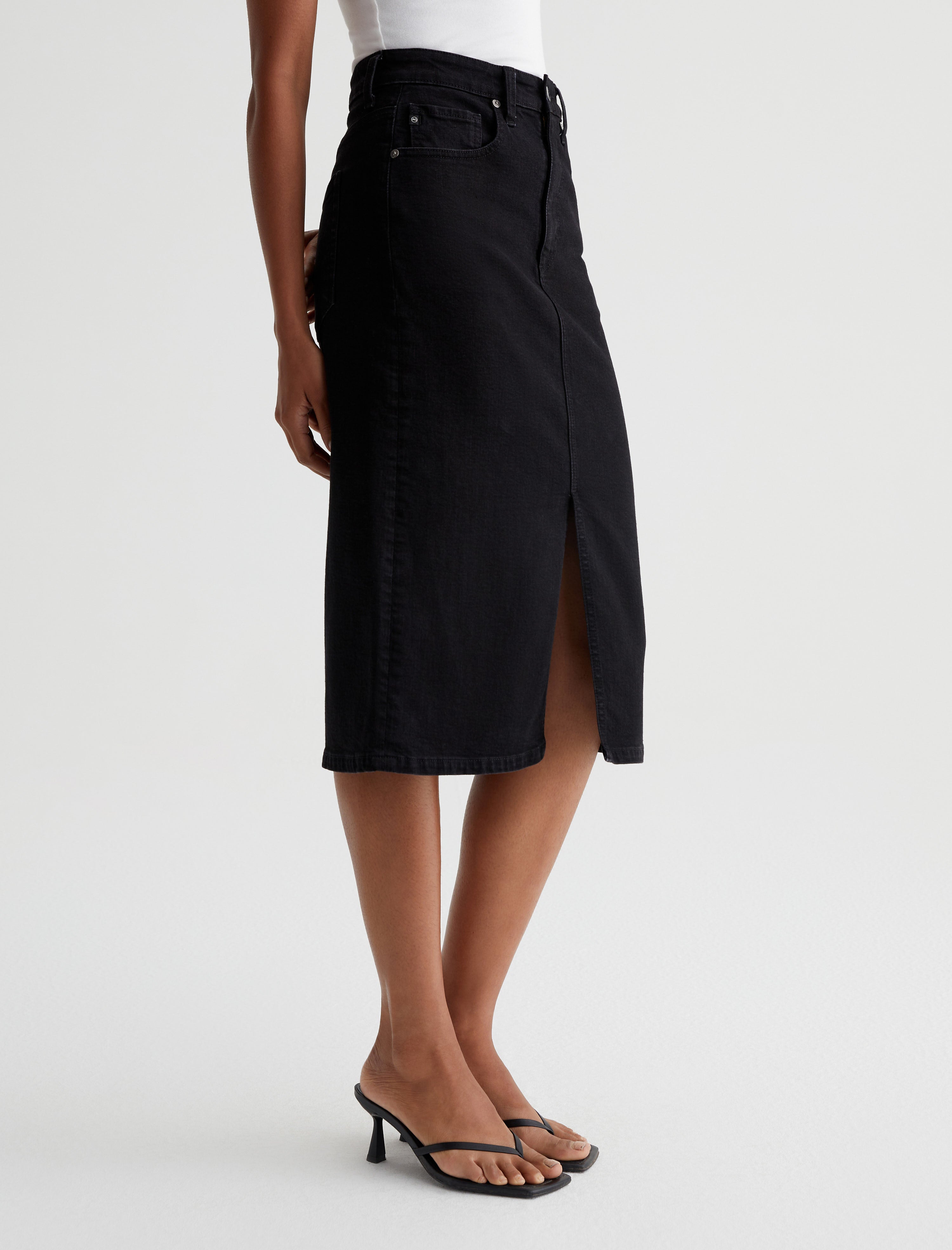 Women A Line Pleated Denim Skirt Elastic High Waist Midi Jeans Dress Casual  Chic | eBay