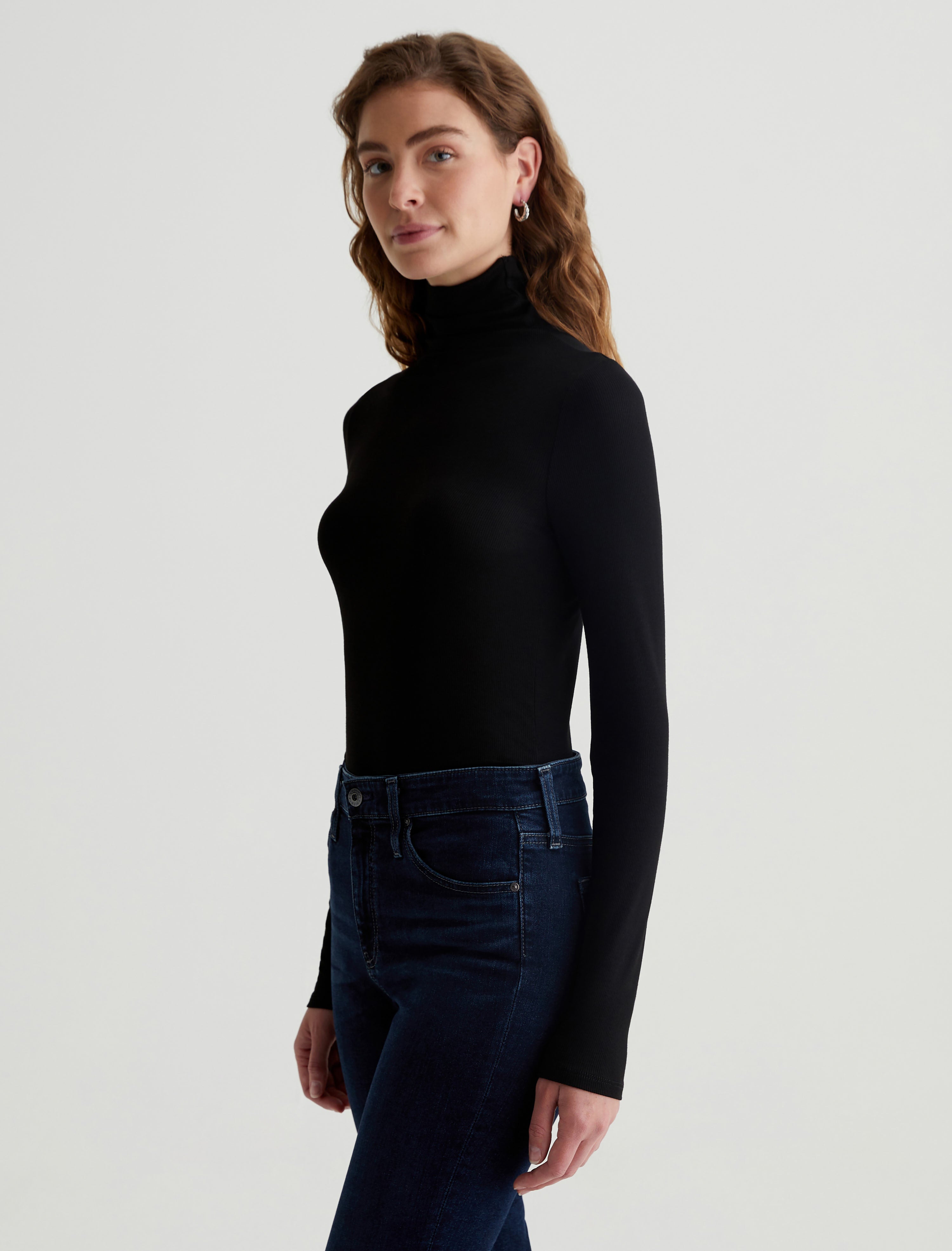 Womens black hotsell roll neck top