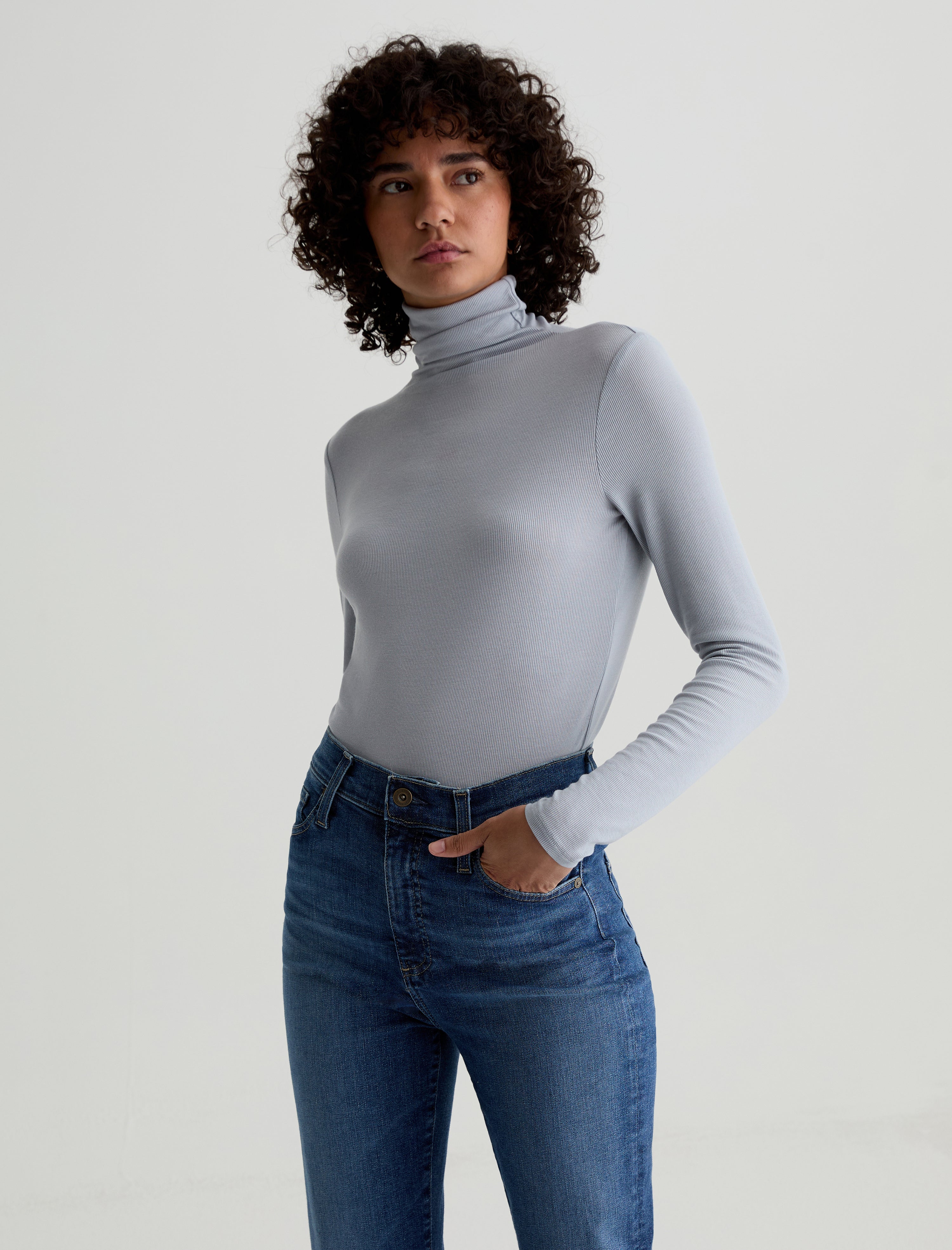 Chels Turtleneck White Sands Slim Turtleneck Women Top Photo 3