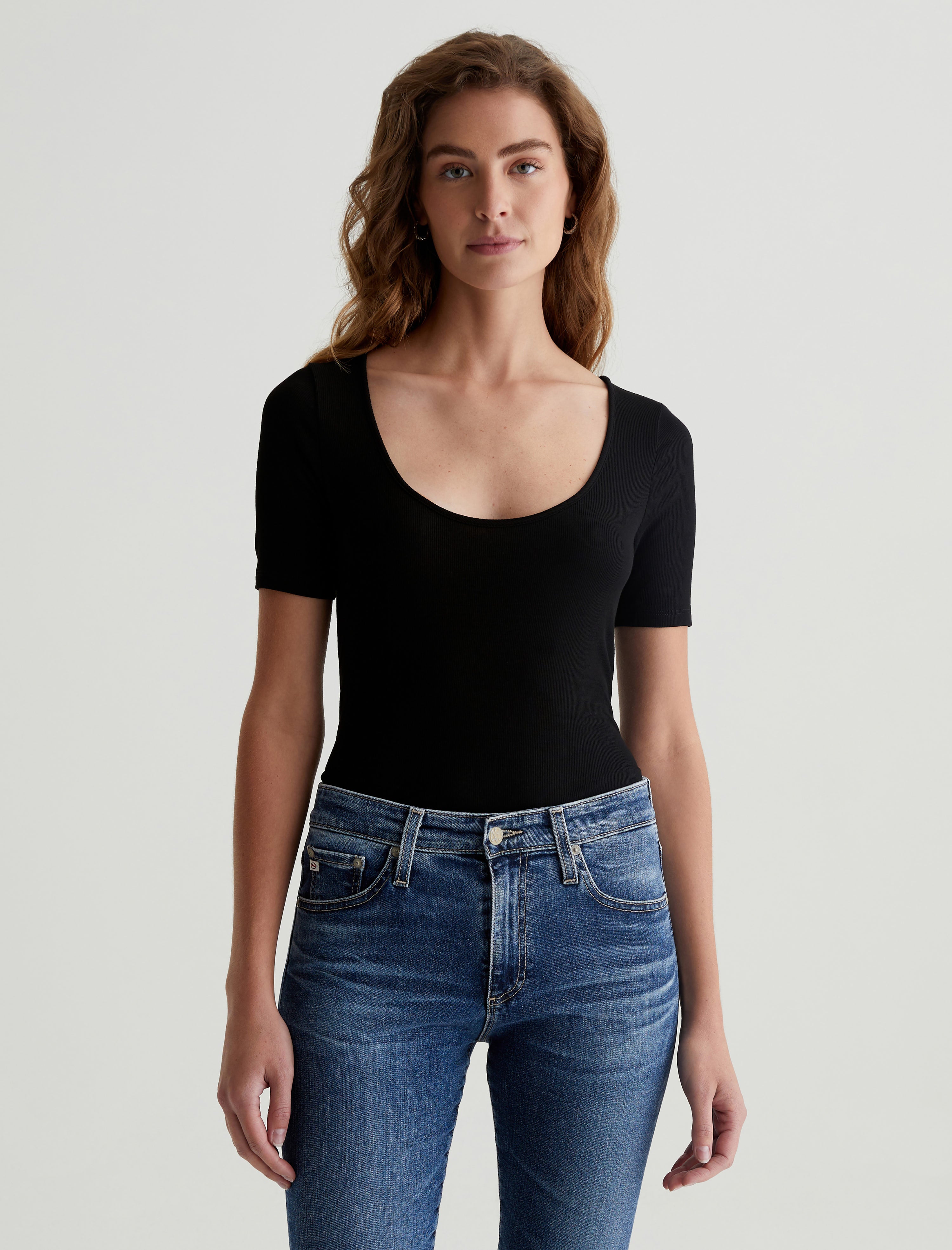  Black Scoop Neck Top