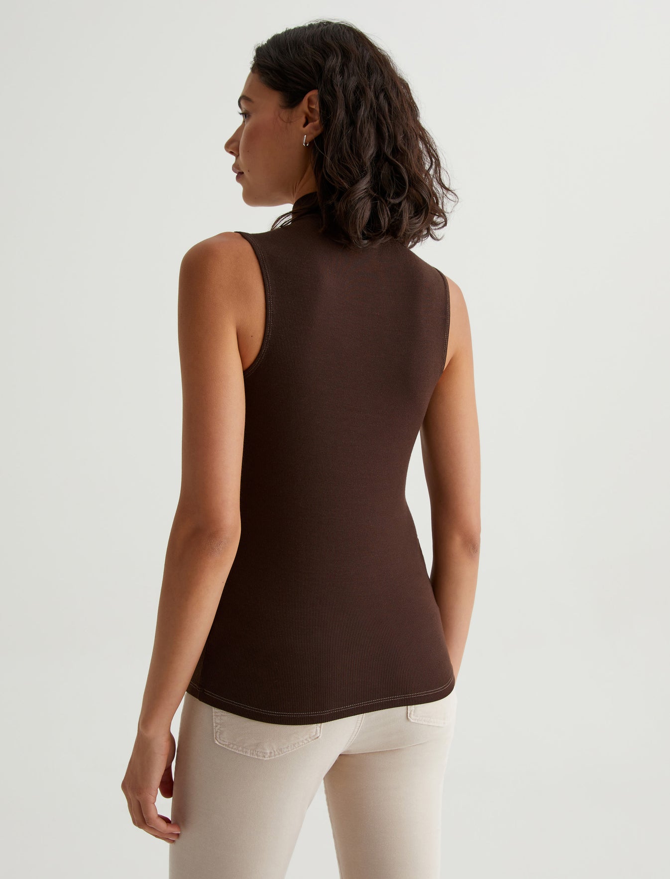 Womens Edie Sleeveless Turtleneck Store Chocolate Bitter Official Jeans at AG
