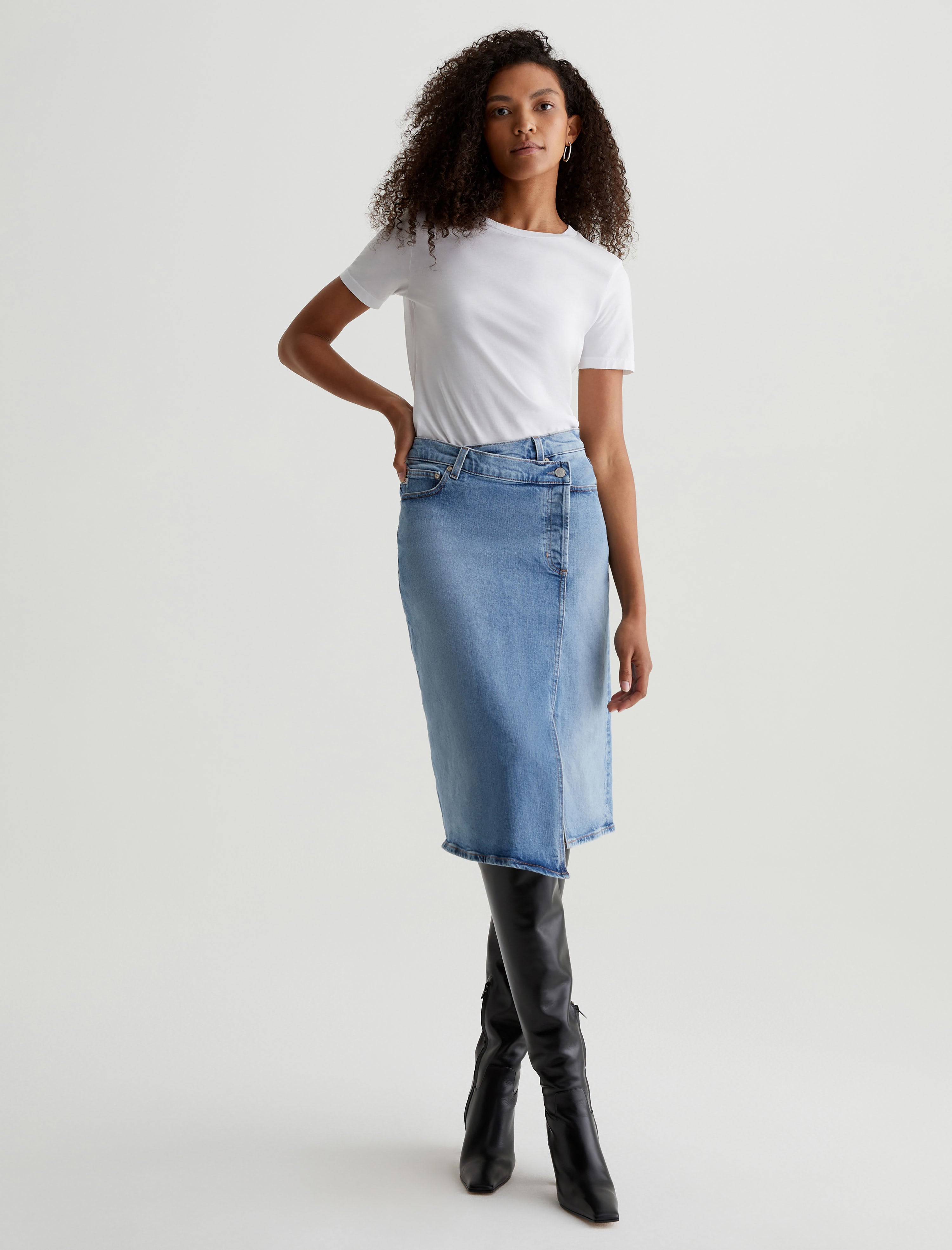 Bruna 18 Years Oslo AG-ed™ Wrap Midi Denim Skirt Women Bottom Photo 1