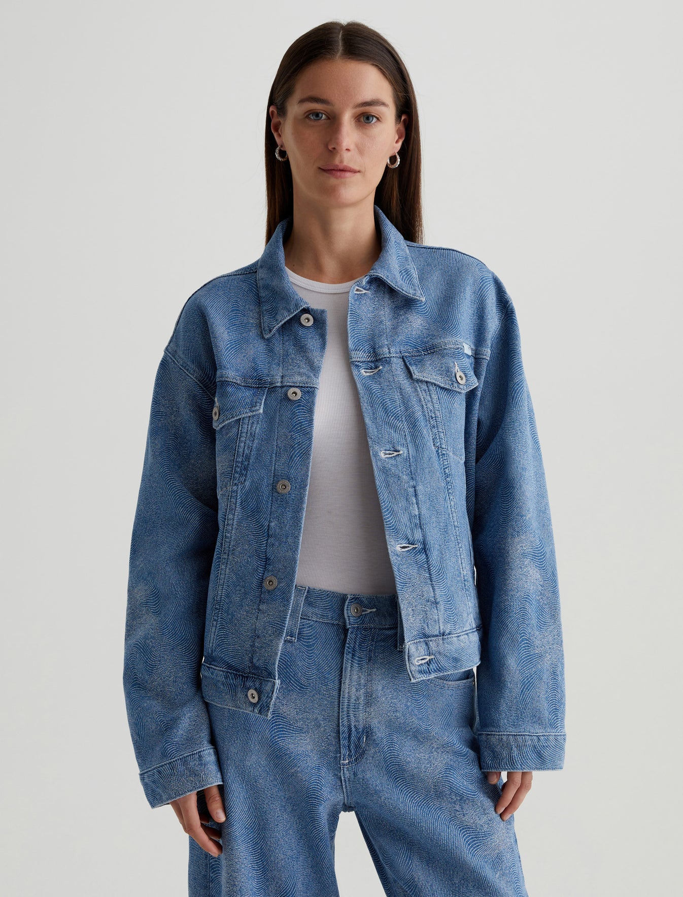 Ramie Waves Oversized Trucker Jacket Women Top Photo 1