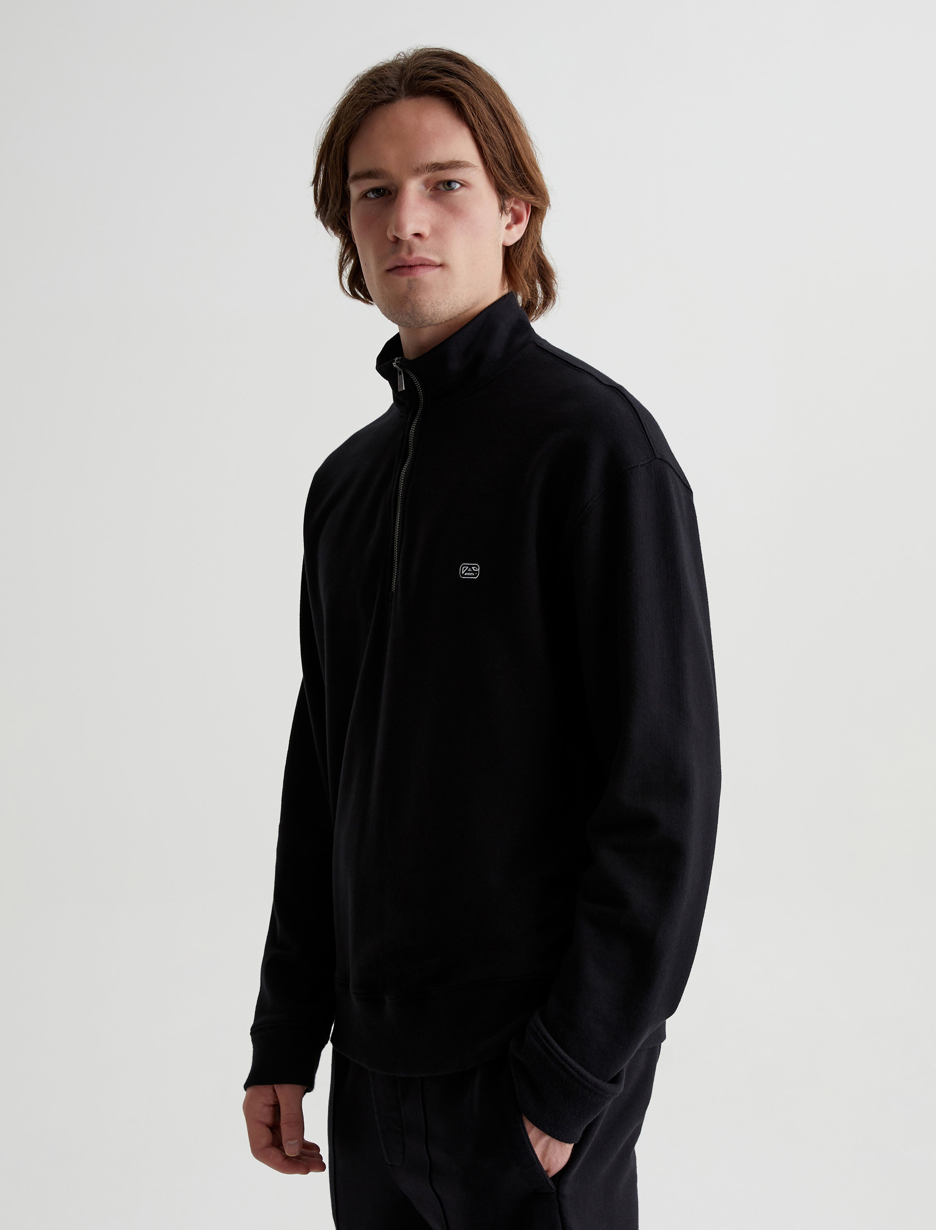 Mens Arc Half Zip Sweatshirt True Black at AG Jeans Official Store